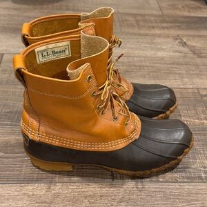 VINTAGE Womens L.L. Bean Duck Rain Boots Sz 8-8.5 Brown Leather Hunting See Desc